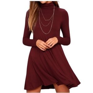 Lulus "Sway, Girl, Sway!" Swing Dress - Wine Red Size XS